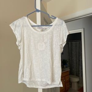 Pink rose white shirt